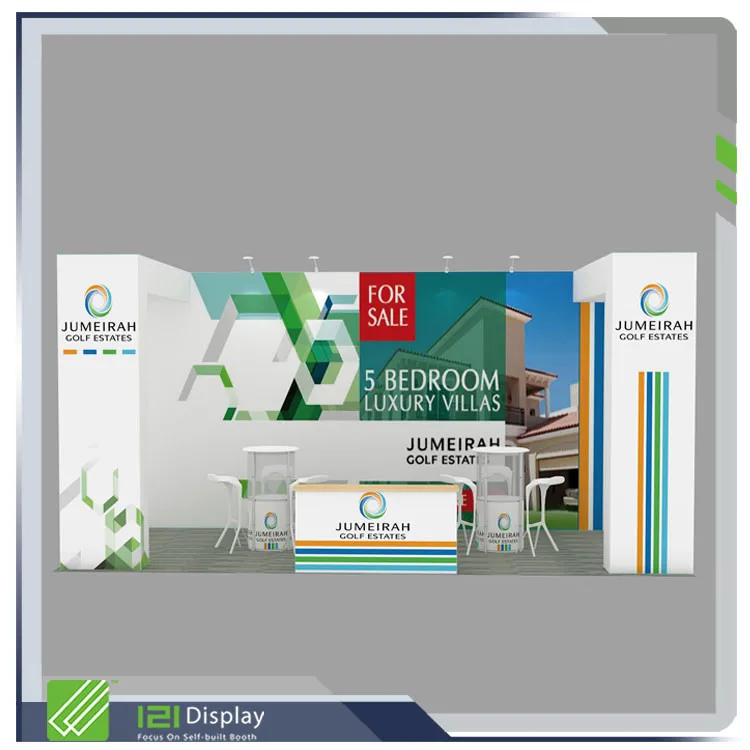 Supporto per esposizione pop-up in alluminio Cabina per esposizioni commerciali 3x6 con doppio ponte per più parti per mostrare