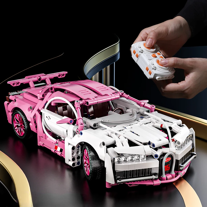 Pink Building blocks Roadster RC Tech Racing 1:14 DIY Roadster building blocks assembled building blocks car toy birthday gift