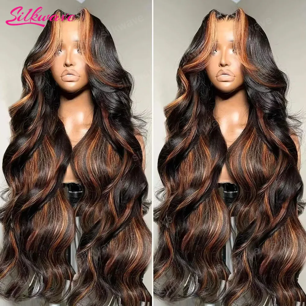 

Парик из натуральных волос 1b/30 Highlight Body Wave, без клея, 13x6, с предварительно выщипанной HD-кружевной передней частью, окрашенный омбре, для женщин