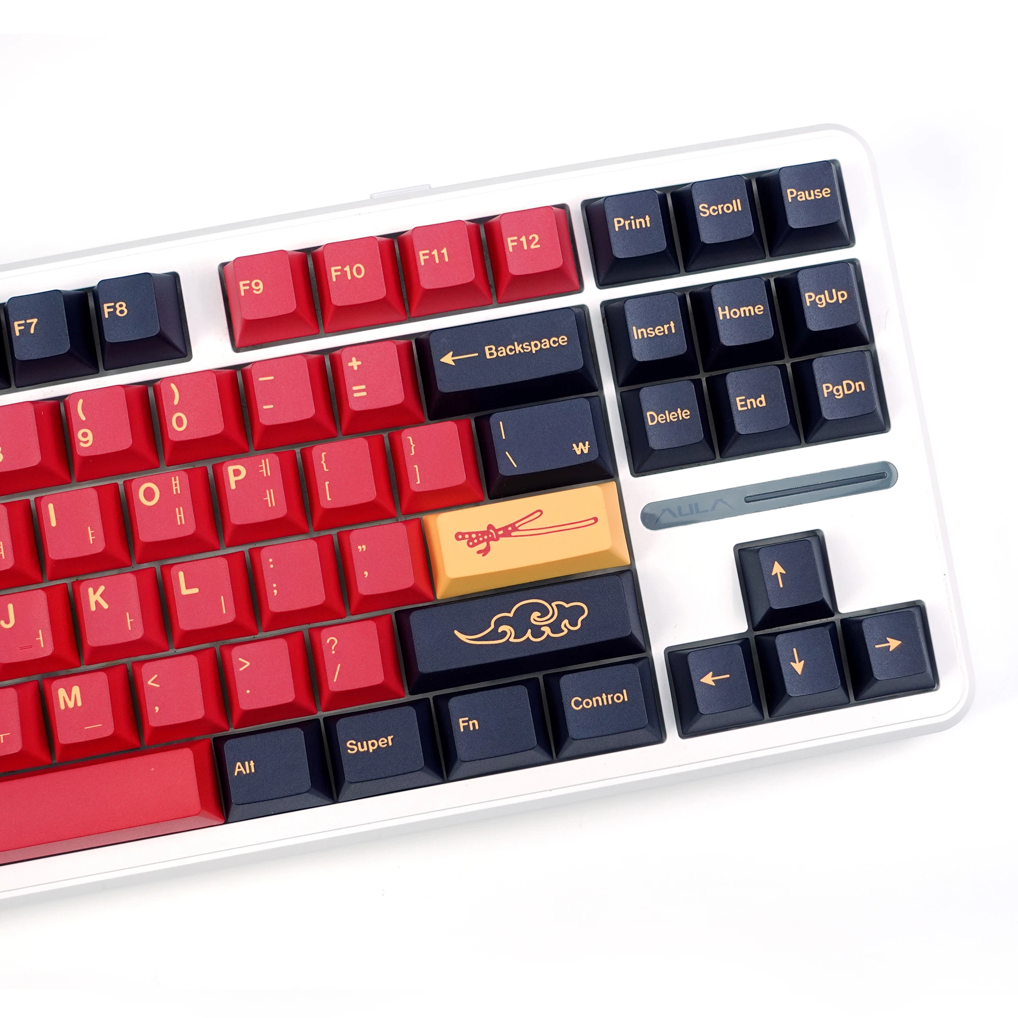 

KBDiy GMK Red Samurai Корейская клавиатура PBT Cherry Alice Split Space Колпачки для клавиш в стиле ретро на заказ для Aula F75 60, механическая игровая клавиатура