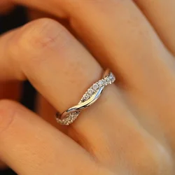 Cubic Zirconia Twist Ring Luxury Finger Jewelry Accessories