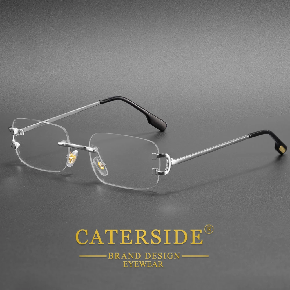 CATERSIDE Herren-Sonnenbrille ohne Rand, kleiner Rahmen, Markendesign, Metall, modische Sonnenbrille, Damen-Dekoration, Outdoor-Brille, UV400 – Detail 3