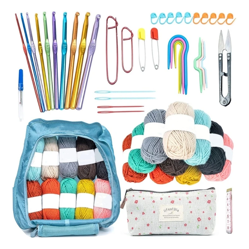 

50 Pieces Crochet Hooks Set, Ergonomic Knitting Needle Weave Yarn Kits with Storage Case and Crochet Needle Accessories