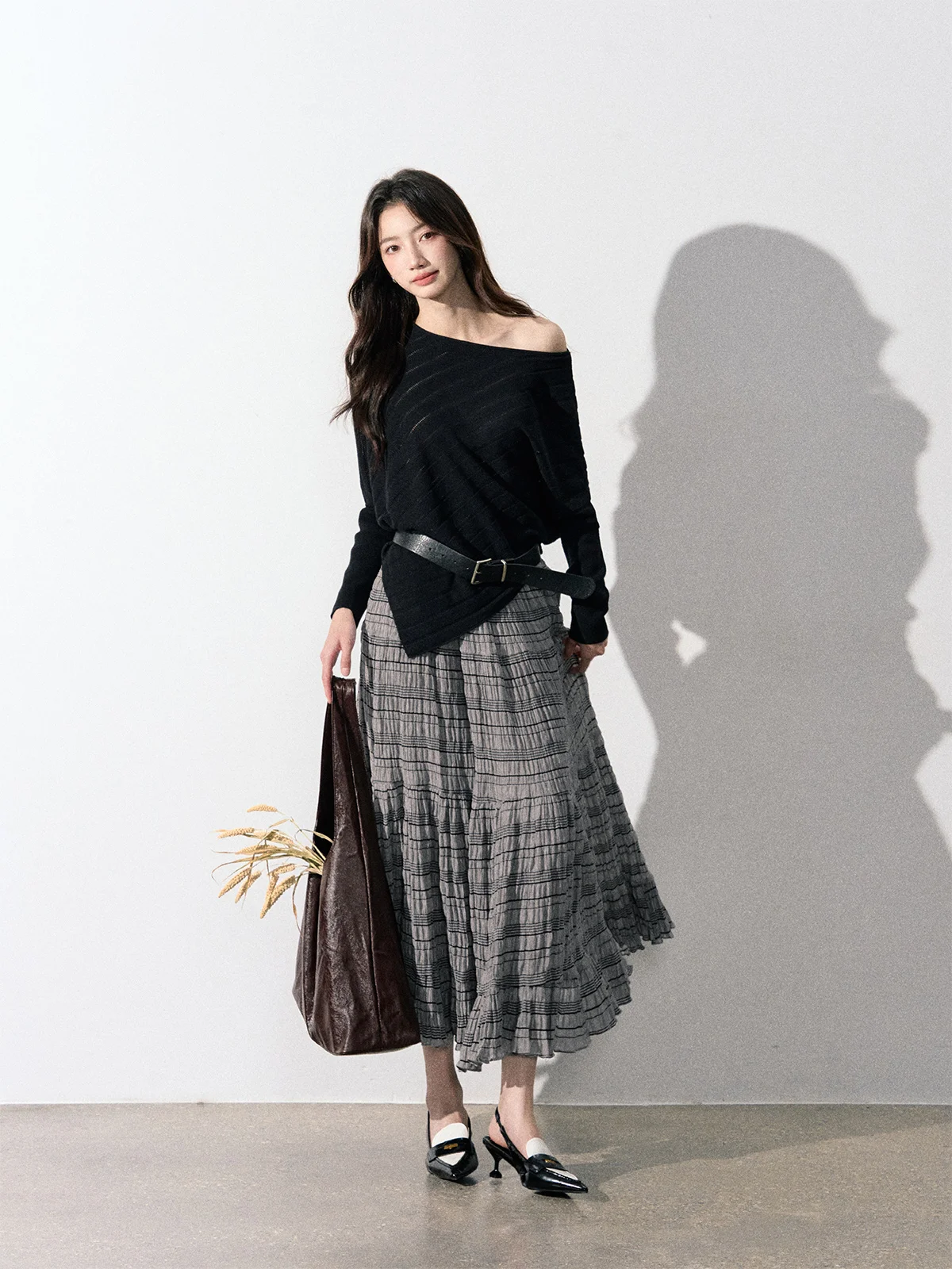 

LREEDOM 98 Women's Lazy Sle One-oulder Batwing Sve Knitted Sweater Irregular Hem Casual Comfortable Fit Knitwear