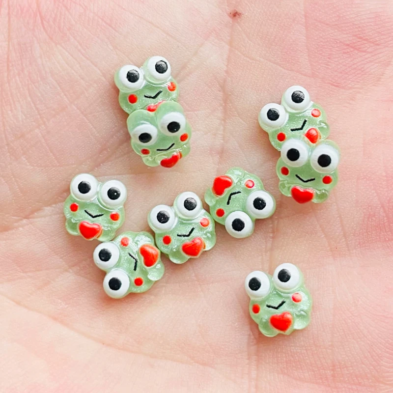 30 Pcs New Cute Mini 8*8mm Cartoon Animal Heart-Shaped Frog Resin Scrapbook Diy Jewelry Craft Decoration Accessories 018