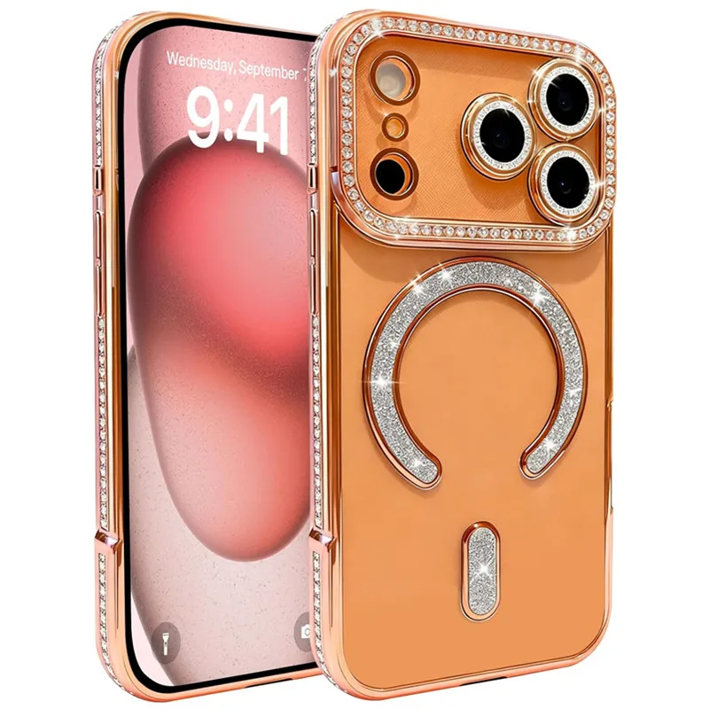 Luxuriöse Diamant-Magnet-Hülle für iPhone Air 17 16 E 15 14 13 Pro Max Plus 17Pro 16E Magsafe Mag Safe Damen Mädchen Weiche Handyhülle