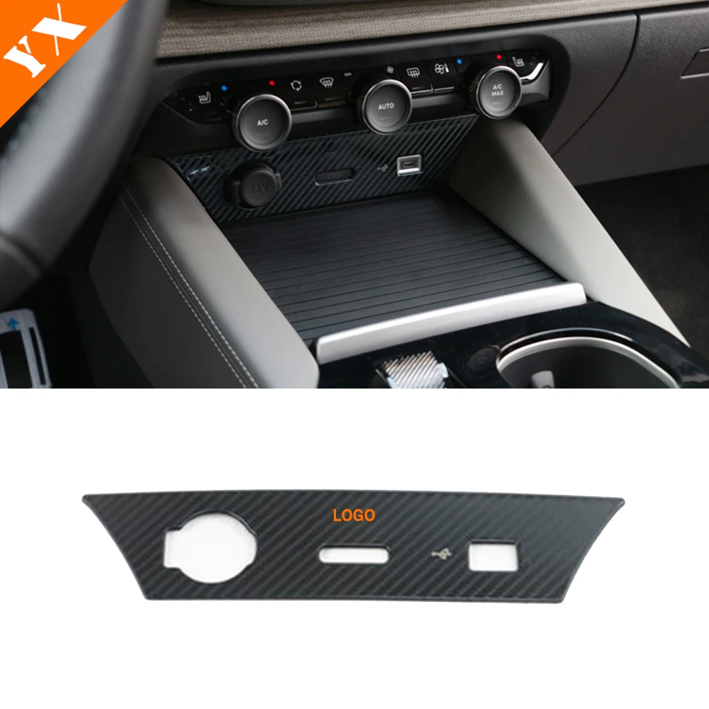 Stainless Carbon Black Car Front Rear Central Console USB Charging Port Deco Sticker Cover For Citroen C5X 2021-2023 Accessories