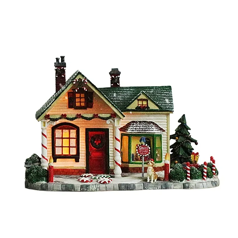 for European Small Town Hand Painted Resin House Building Scene Home Decoration Christmas Ornament