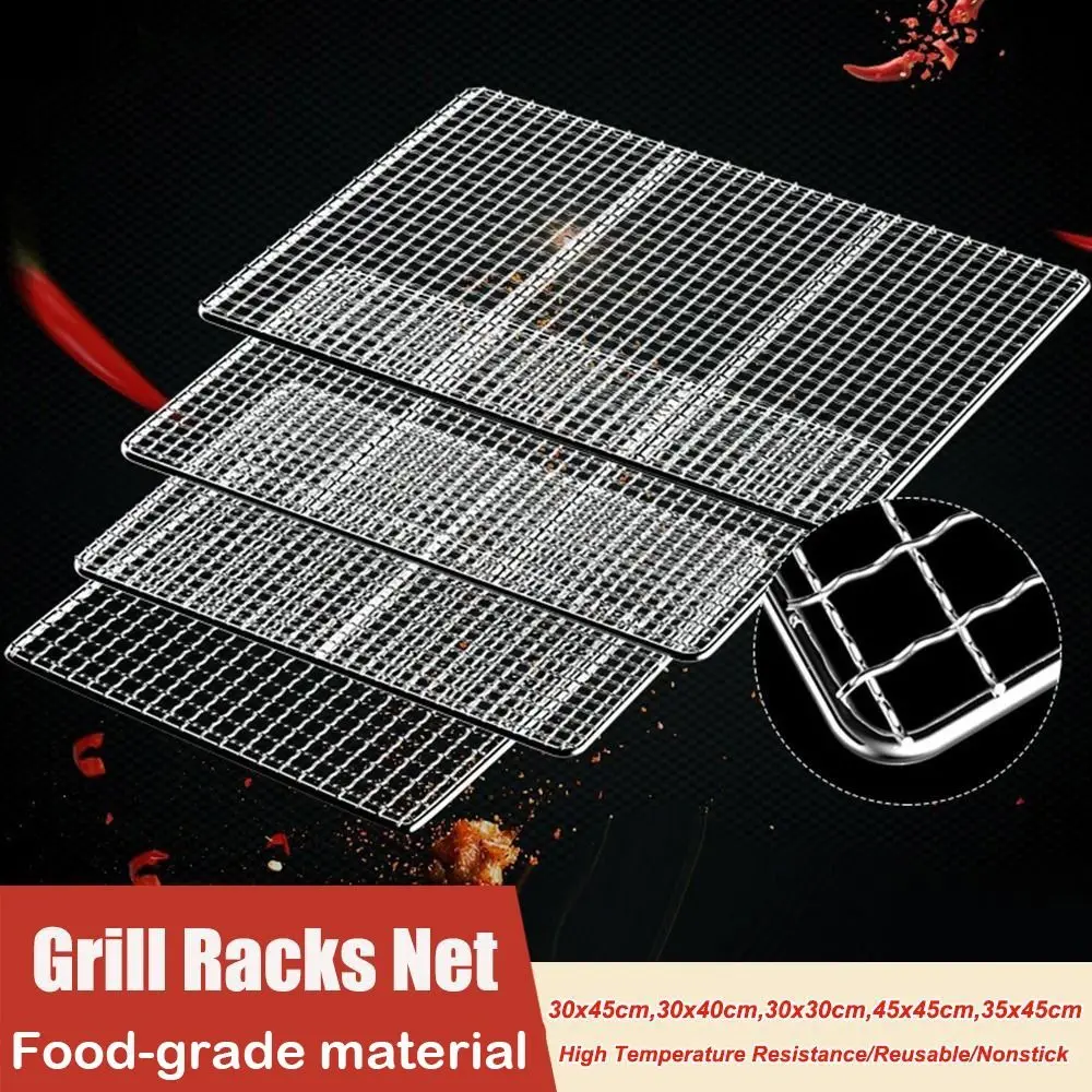 New High Quality Barbecue Net Portable Durable Iron Wire Grill Racks Reusable Square Grill Net Nonstick Roast Grate Net