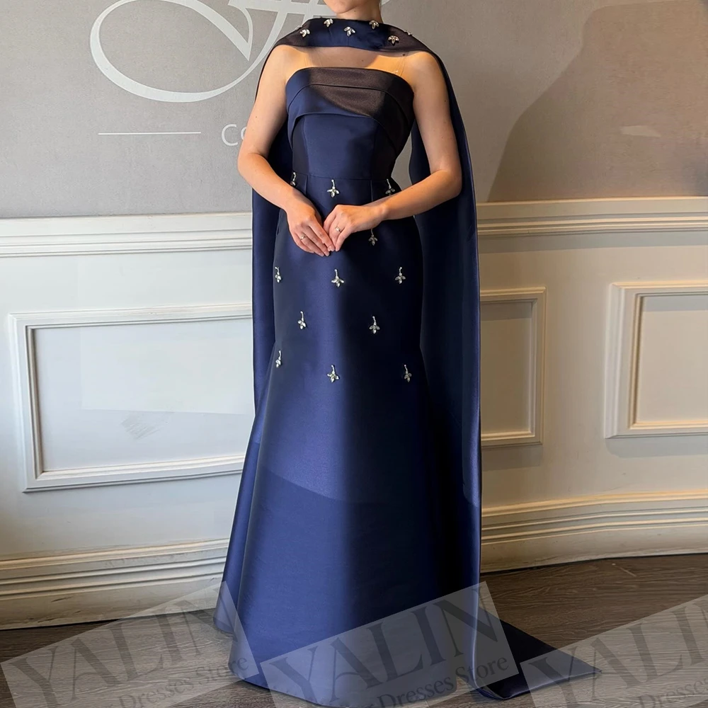 

Women's A-line Evening Dresses Floor-length Strapless Sleeveless Prom Dresses Fashion Crystal Stole Draped Customized Gowns