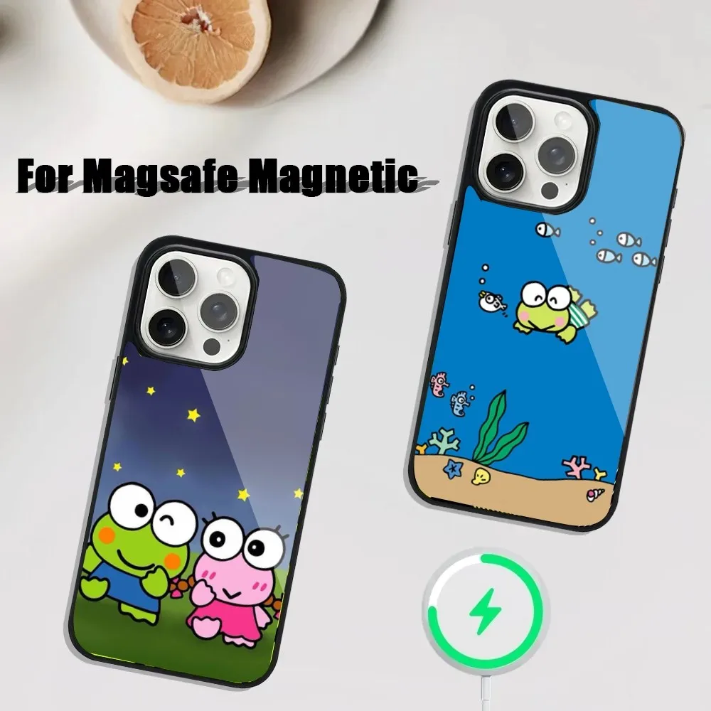 Frog K-KeroS K-KeroppiS Phone Case For iPhone 16,15,14,13,12,11,Plus,Pro,Max Mini Magsafe Magnetic Wireless Charging