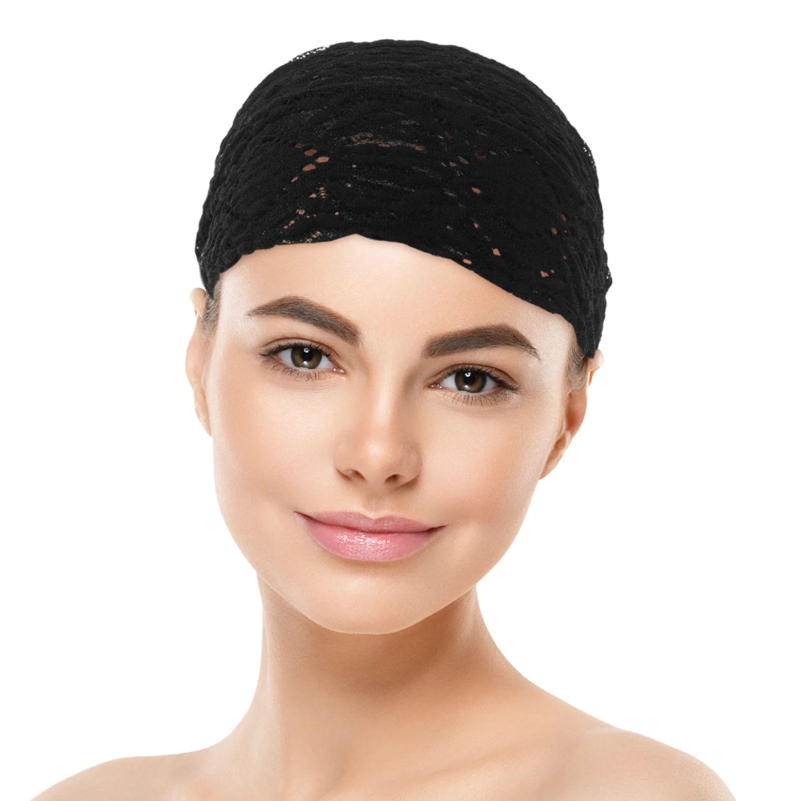 

Floral Lace Elastic Headbands For Women Wide Fashion Accessories Conceal Gray Stretchy Headcovering Party Wedding Stylish Gray