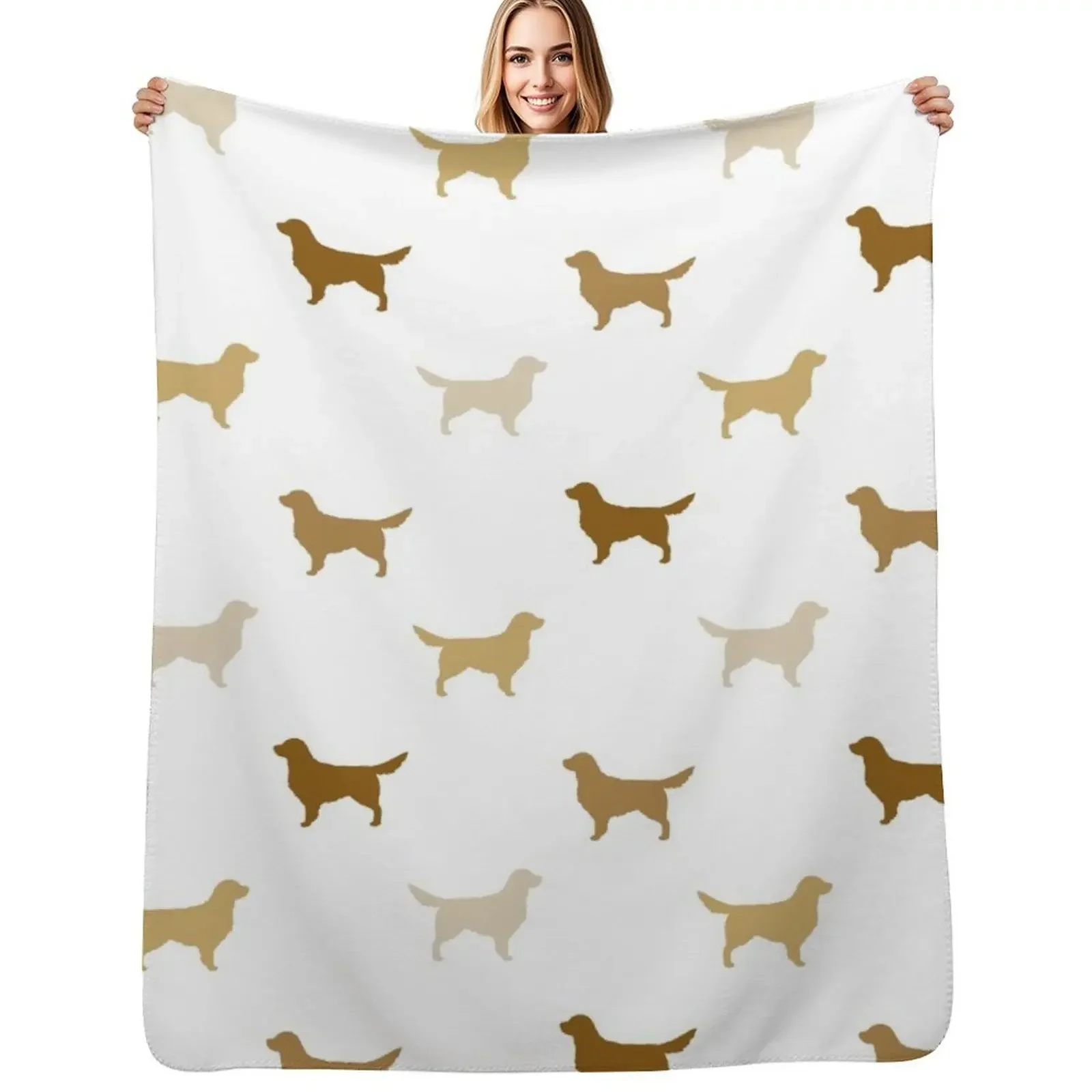 

Golden Retriever Silhouette(s) Throw Blanket Soft Plush Plaid Thins Plaid on the sofa Bed covers Blanket