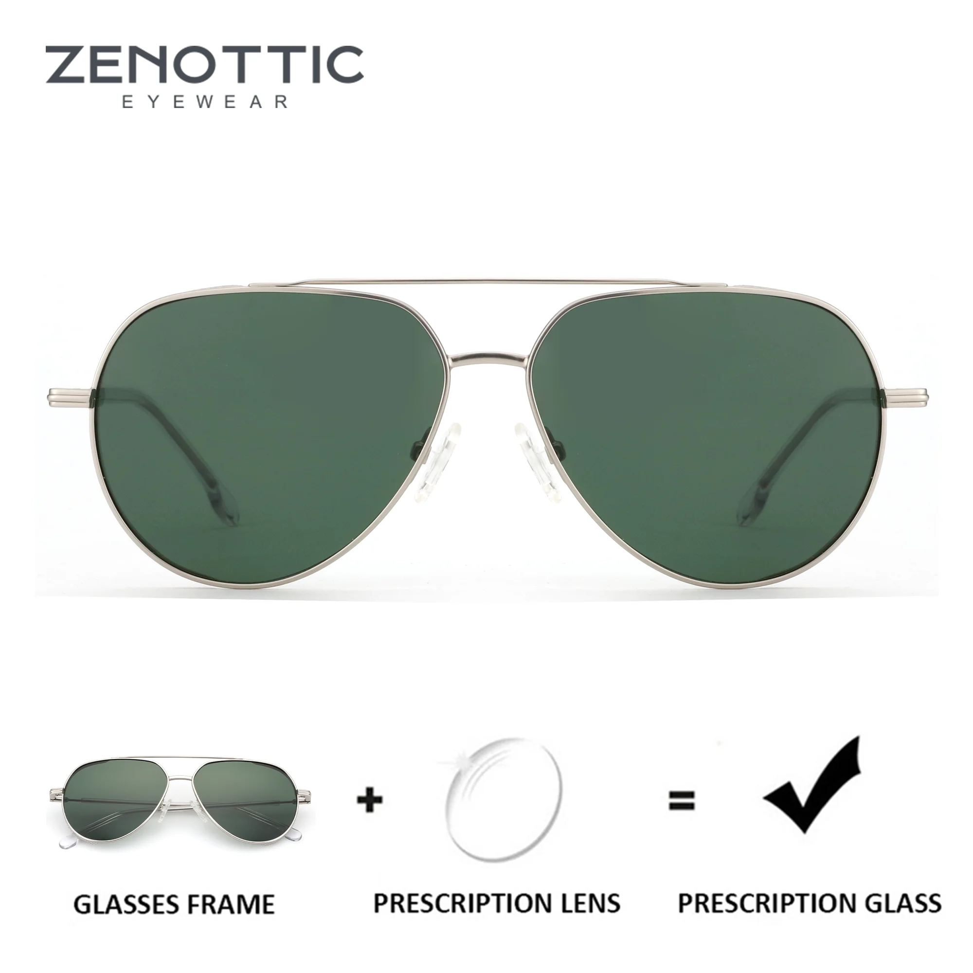 

ZENOTTIC（XL Size）Metal Aviator Prescription Sunglasses for Men UV400 Polarized Shades Progressive Optical Sun Glasses