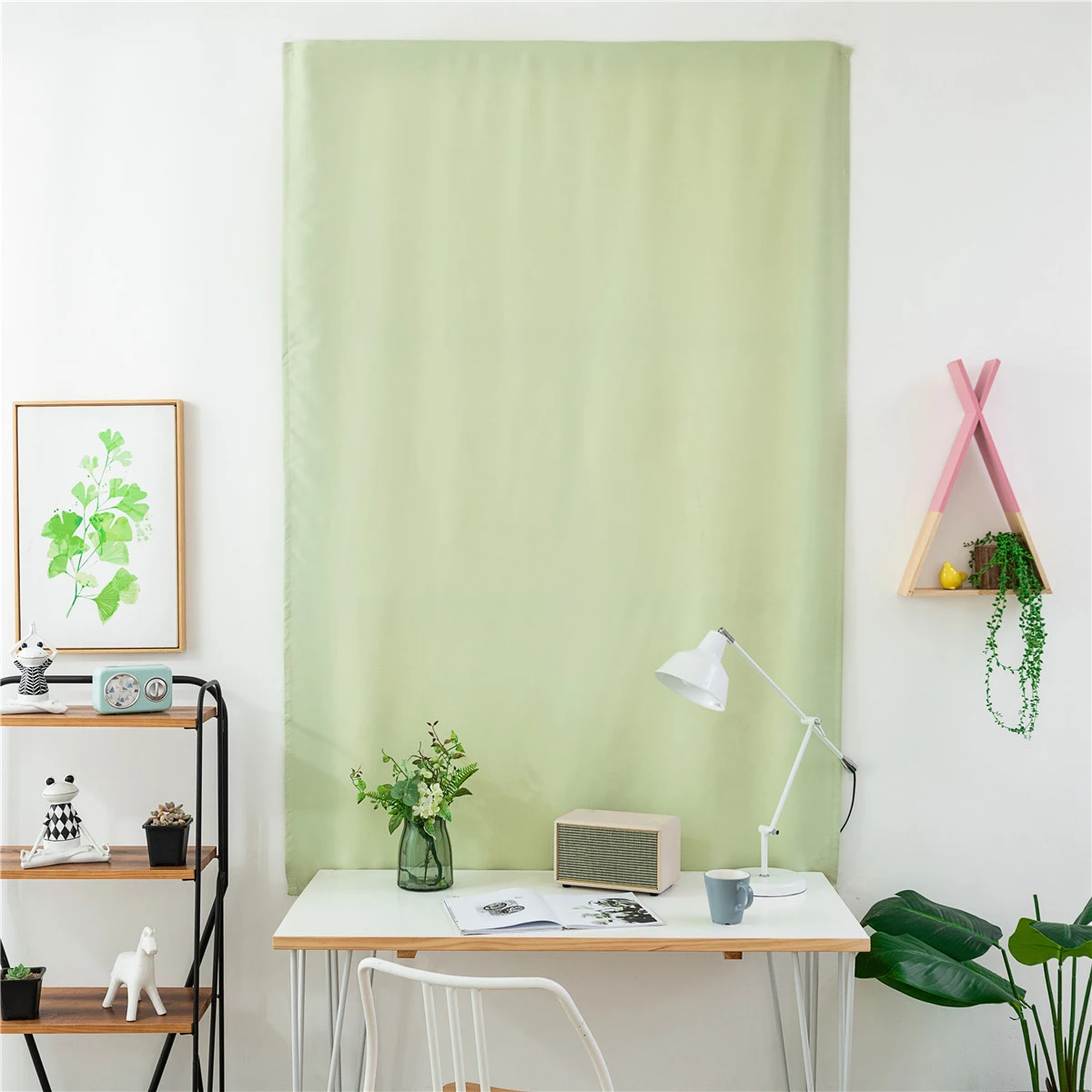 

Blackout Curtain Color Window Drape Punch Free Thick Light Blocking Decoration Curtain Bedroom Kids Room Decor