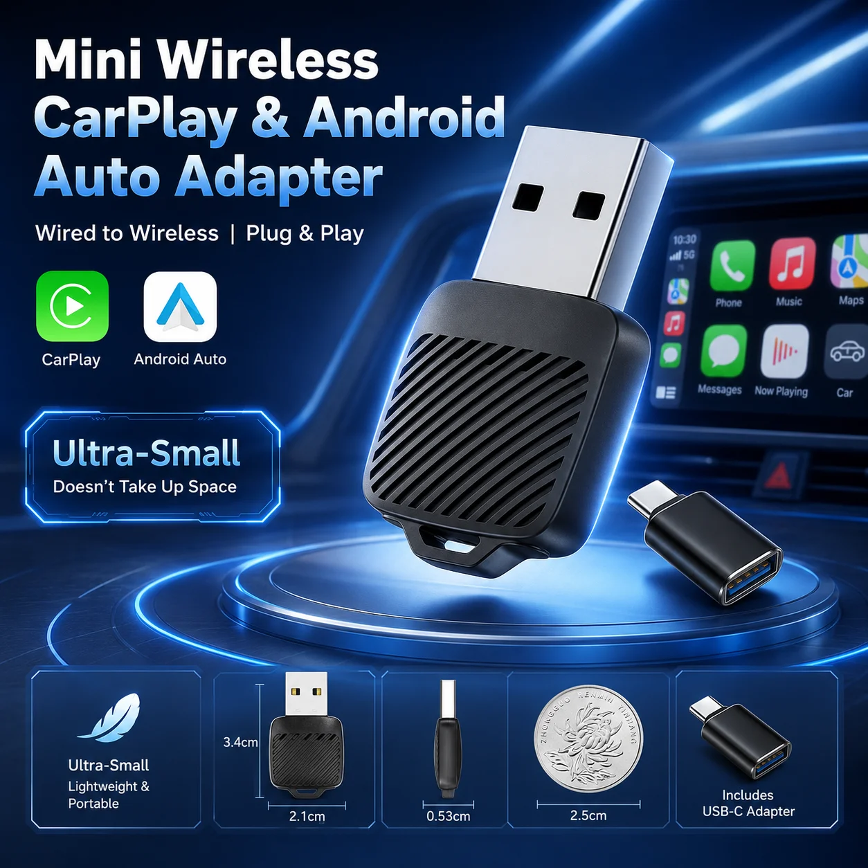 2027 Mini Wireless CarPlay Ada - Usb Hub recension och pris