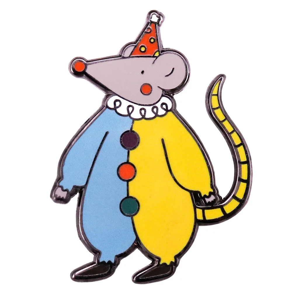1pc Cute Clown Mouse Enamel Pin Whimsical Party Mouse Design, Colorful Circus Accessory for Birthday Whimsical Accessory Lovers