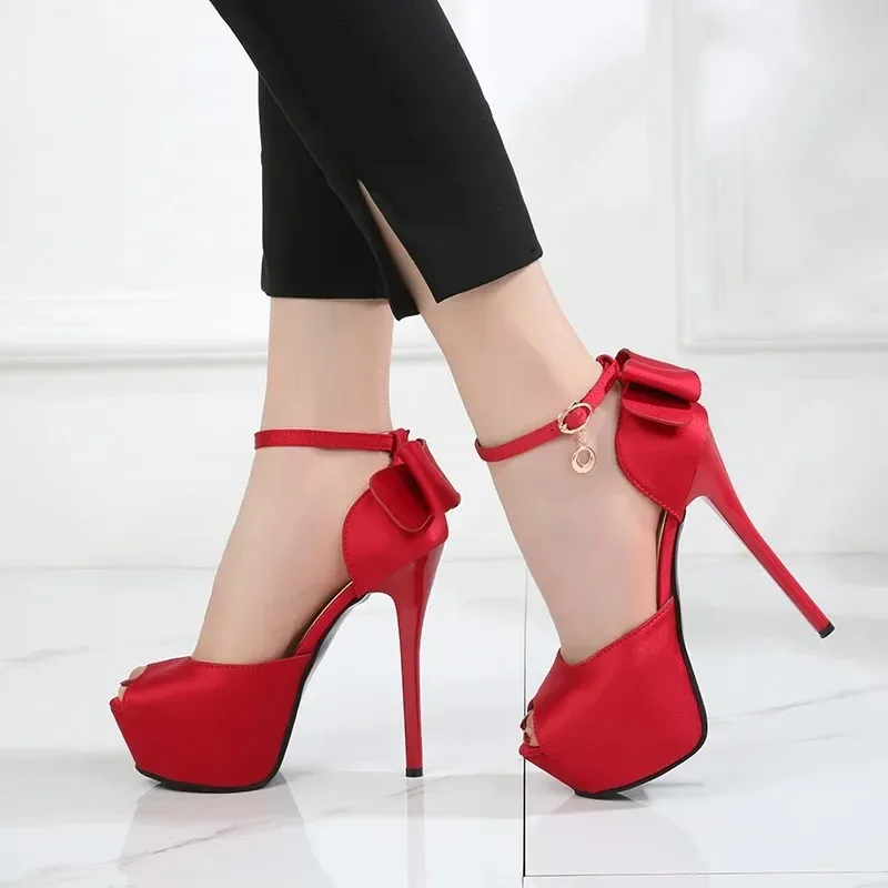 14CM Women's Shoes New Fashion Peep Toe High Heeled Sandals for Woman Sexy Model Performance Shoes Designer Shoes Zapatos Mujer