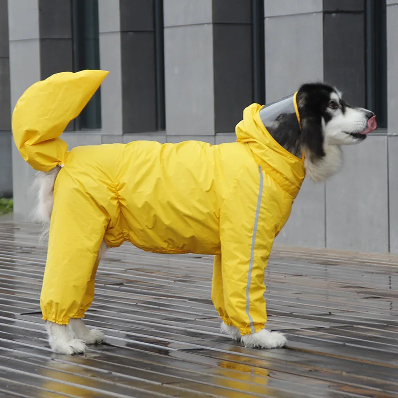 Male and Female Section Pet Raincoat Large Dog All-in Tail Cover Golden Retriever Big Dog Poncho Four-legged Outdoor Raincoat