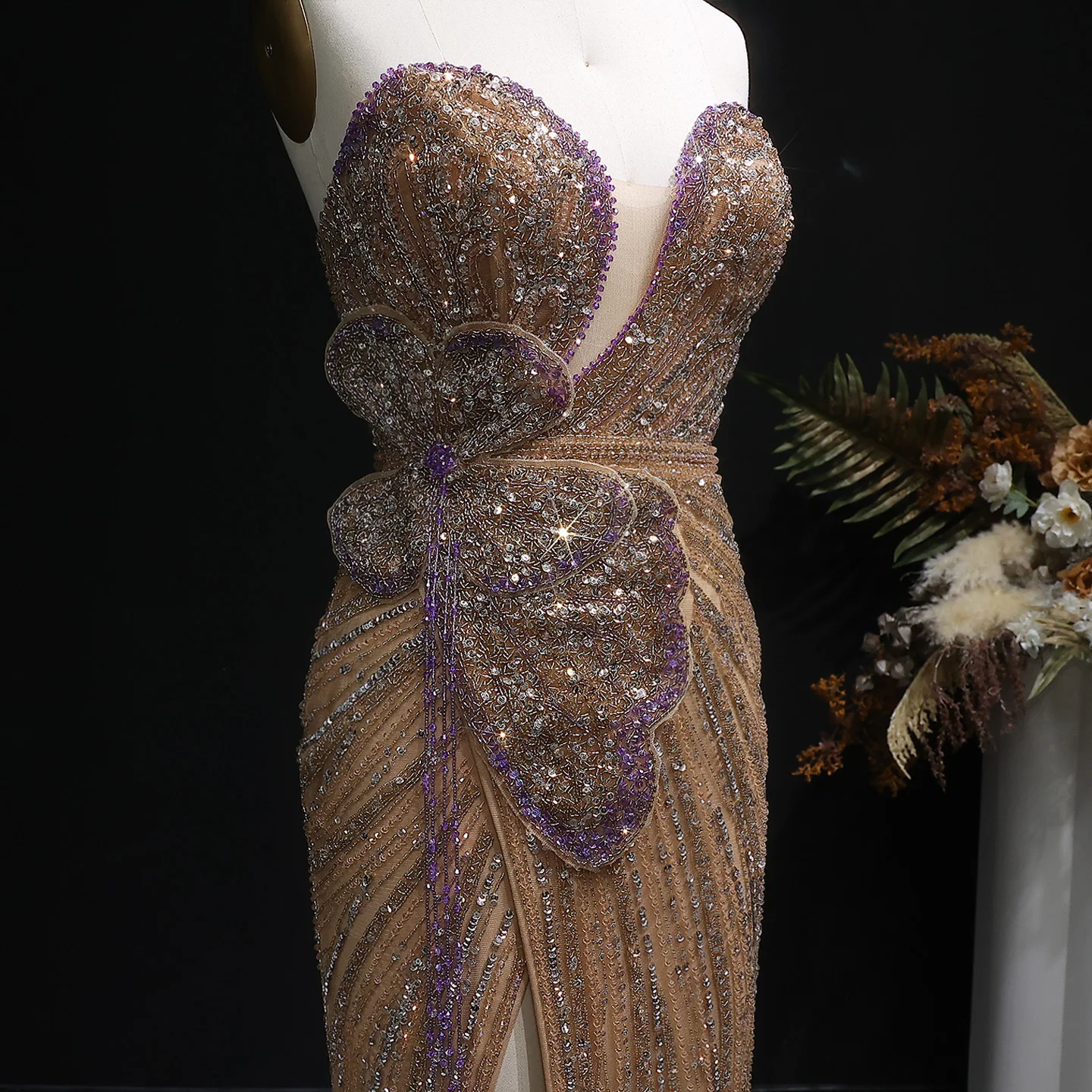 Sharon Said Elegant Sweetheart Pink Mermaid Evening Gown Luxury Beaded Dubai Prom Party Dress for Women Wedding SS267 Customized image 6