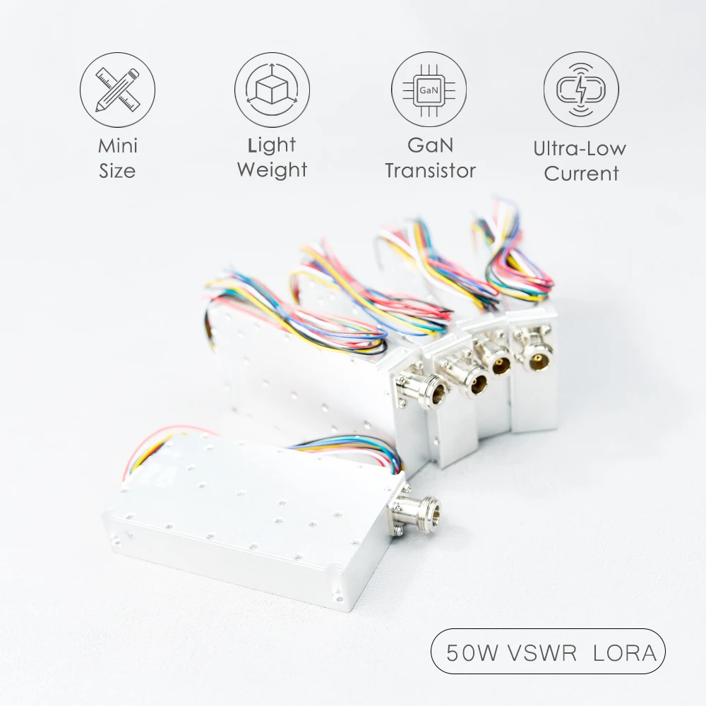 50 واط وحدة RF GaN VSWR LORA مكبر كهربائي وحدة التردد المنخفض 100-150 متر 110-160 متر 120-190 متر 230-300 متر 300-360 متر 330-390 متر 410-490 متر