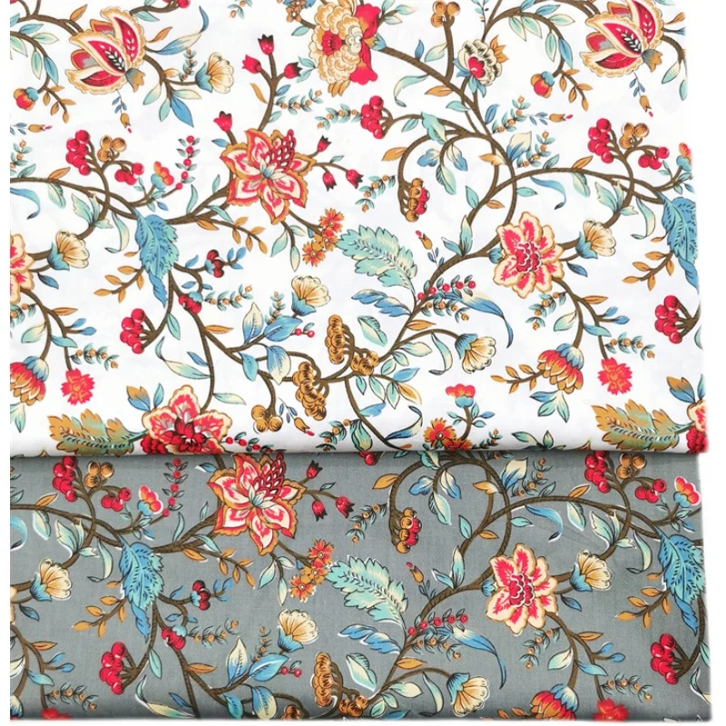 160x50cm New Floral Cotton Twill Sewing Fabric, Making Bedding Duvet Cover Bag Handmade Dress Lining Cloth