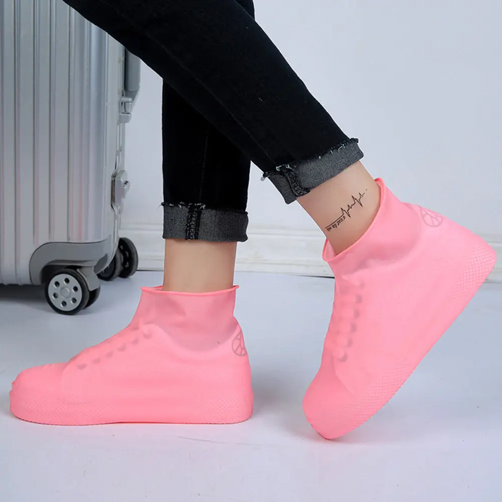 Pair Elastic Latex Disposable Shoe Covers Waterproof Non-Slip Boot Protectors Rain Snow Outdoor Activities Hiking