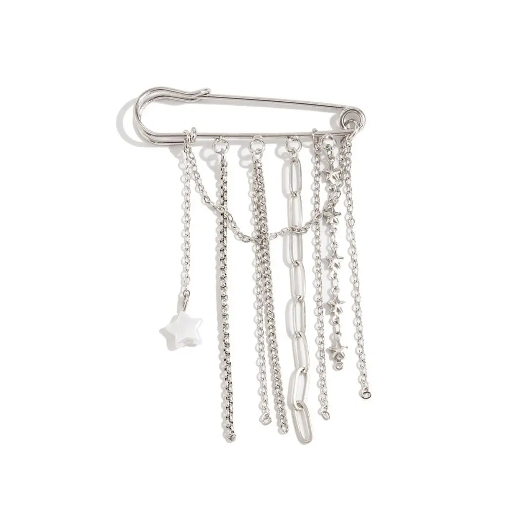 Exaggerated Design Metal Chain Pendant Faux Pearl Adjustable Length Charm Trousers Pins Rhinestone Heart Octagonal Star