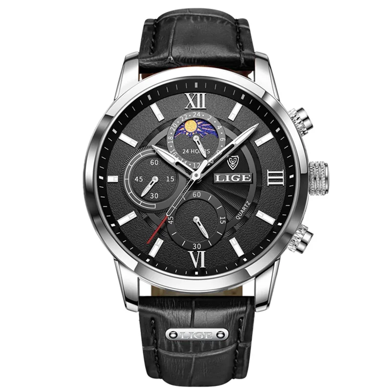 Lige 2024 neue herren uhren top marke luxus braun leder casual quarzuhr herren sport wasserdichte uhr relogio mascumino