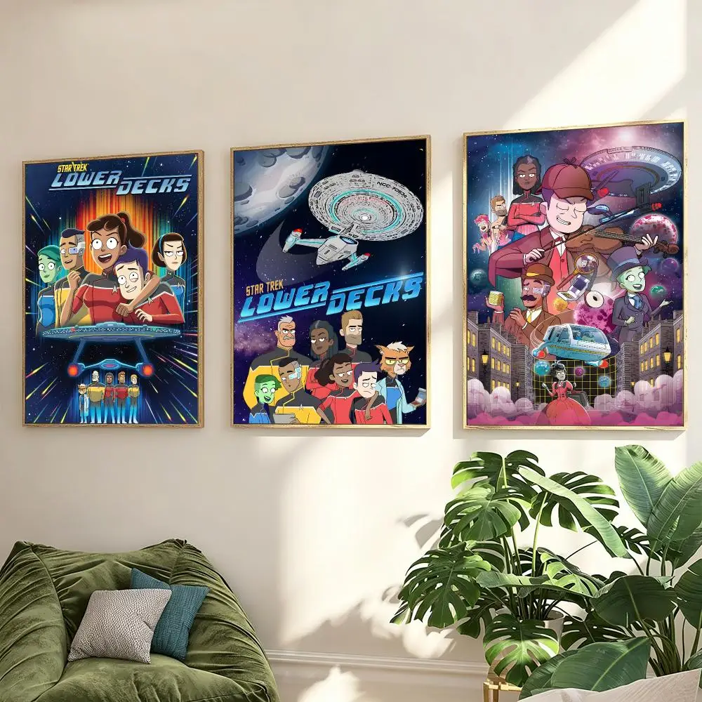 Cartoon Star Trek Lower Decks Poster Minimalist Decor HD SelfAdhesive Wall Art for Home Café Bedroom Gift Aesthetic Hanging