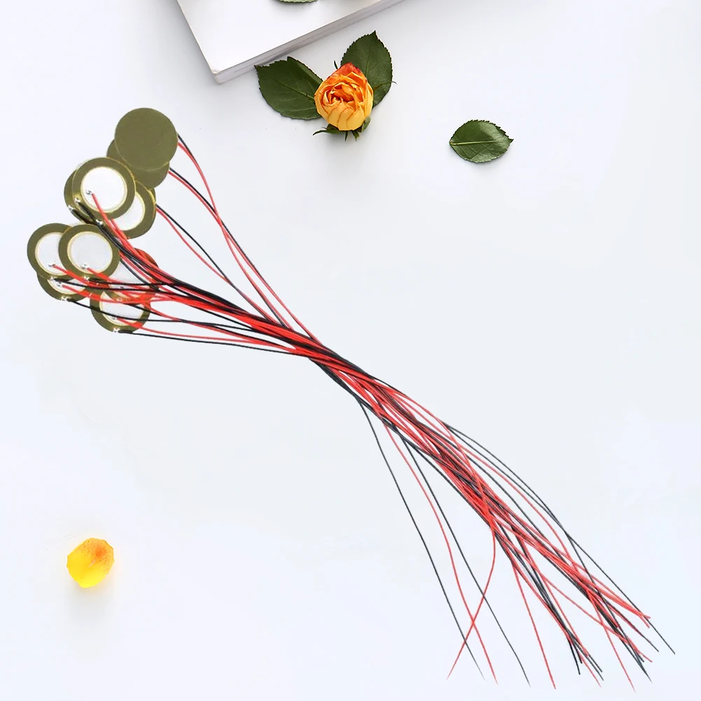 15 قطعة أقراص مكبرات الصوت بيزو 27 مللي متر بيزو الاتصال لاقط مع 13 بوصة يؤدي انخفاض استهلاك الطاقة لطبل الغيتار الصوتي #2