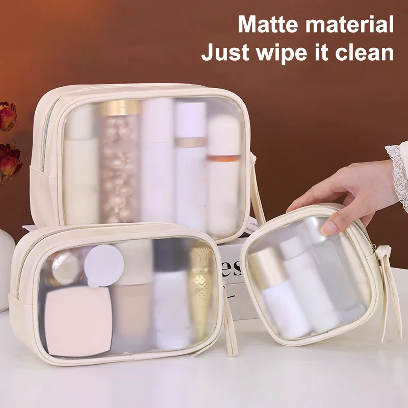 1Pcs Large Capacity Cosmetics Storage Bag Multifunctional Semi Transparent Makeup Bags Business Travel Toiletry Bag