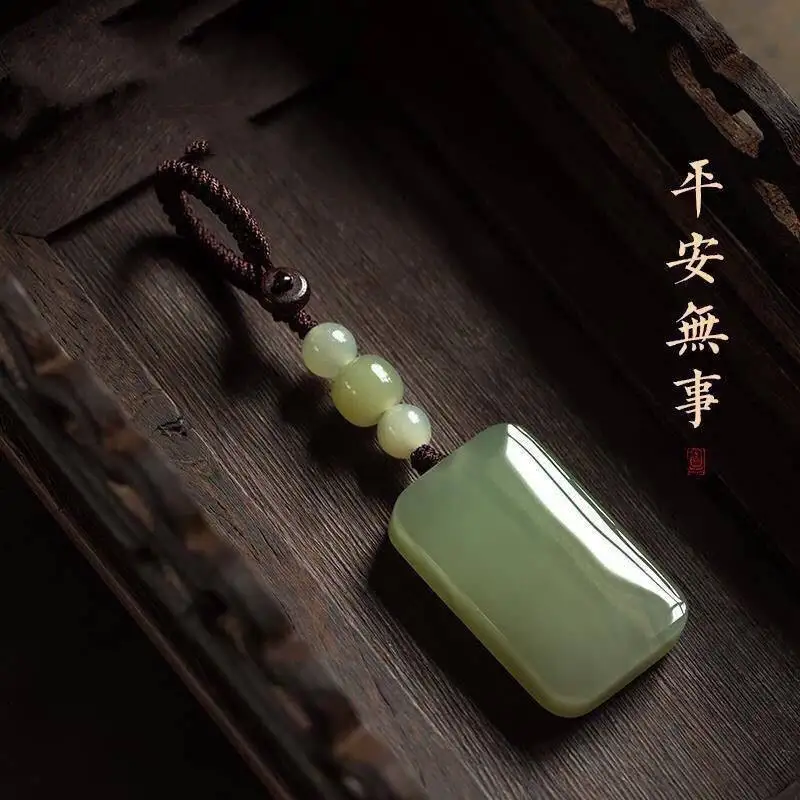 

Hetian Jade Pendant Car Hanging Peace Brand Car Keychain Pendant High End Couples Ornament for Men and Women Gifts