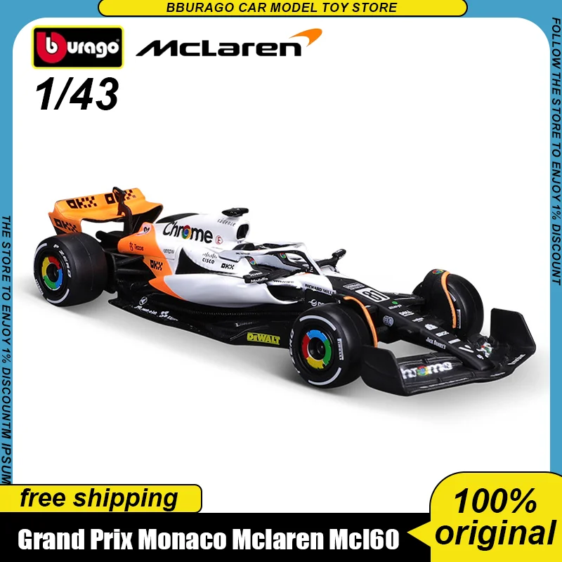 New Bburago 1:43 Grand Prix Formula Monaco Mclaren Mcl60 F1 #4 #81 Alloy Miniature Diecast Model Triple Crown King Toys Kid Gift