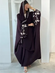 Eid Muslim Abaya with Scarf for Women Embroidery Cardigan Dresses Kaftan Vestidos Arab Long Robe Ramadan Morocco Dubai Abayas