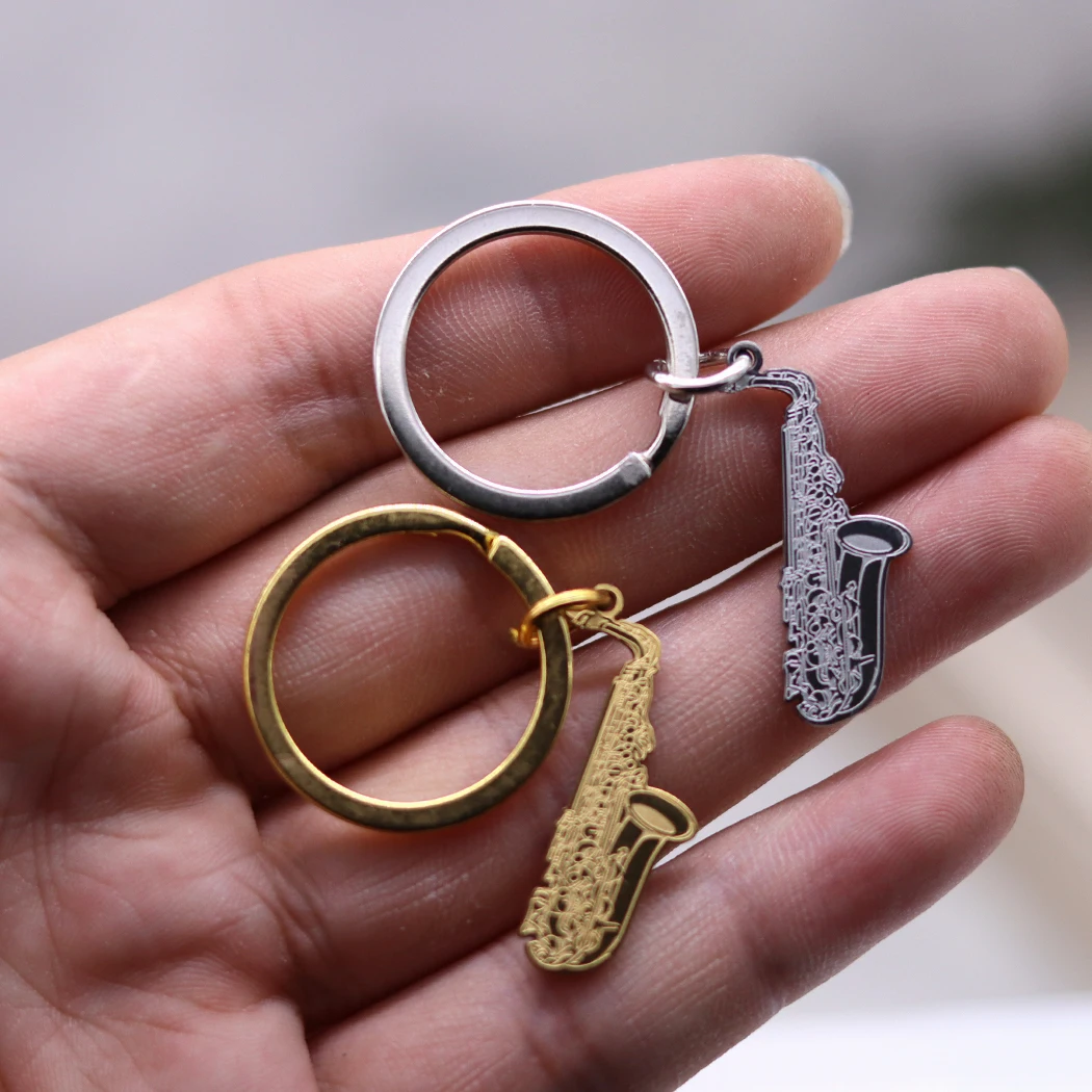 Chandler Alto Saxophone Pendant Key Chain for Women Sax Stainless Steel Jewelry Men Key Chain image 6