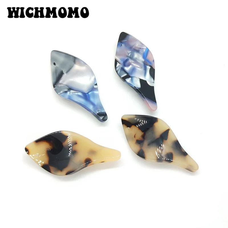 New 4 Pieces 42mm High Quality Acetic Acid Resin Irregular Smooth Charms Pendant for DIY Necklace Earring Jewelry Accessories