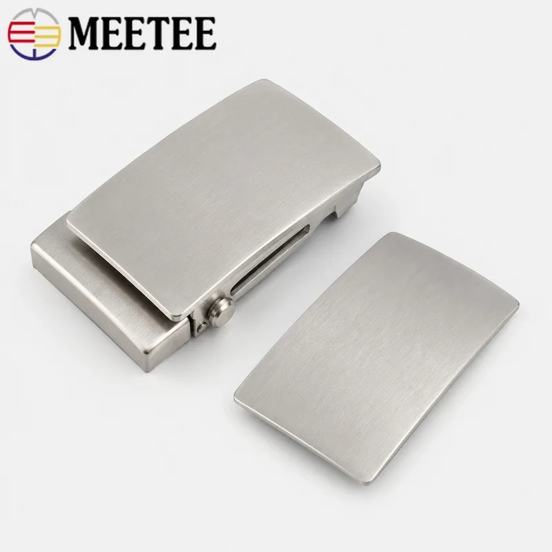 1Pc Meetee 36/39mm Stainless Steel Automatic Belt Buckle Roller Toothless Clasp Head for Men's Waistband DIY Leather Accessories