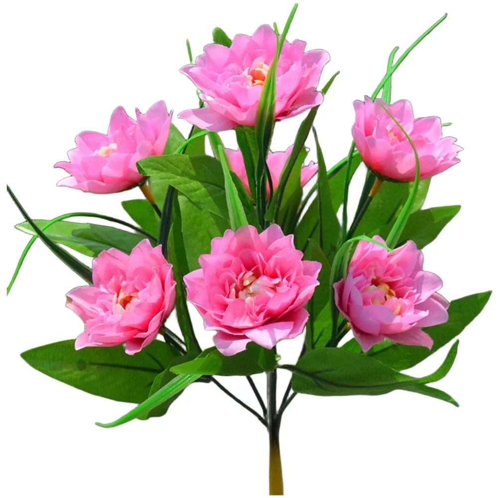 7-Flower Silk Peony Bouquet Crafted for Wedding Ring Bearer Pillow Pairing Nightstand Accent and Remote Work Backgrounds