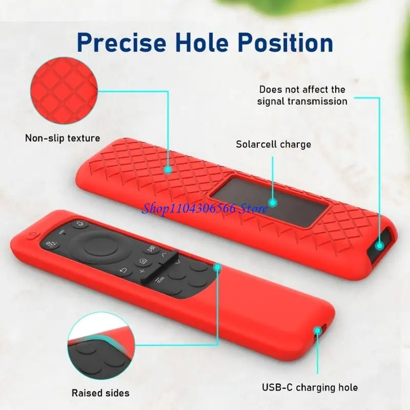 02DD Durable Silicone Case Cover for BN59-01432A Remote Control Bumpers Guard Controller Fully Protector with Lanyard