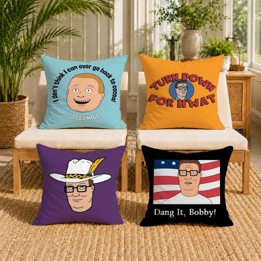 K-King of The H-Hill Cushion Cover Soft Short Plush Double-Sided Printing Home Decor Machine Washable Pillow Case Gift