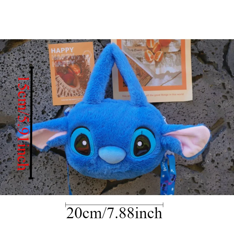 MINISO Disney Inspired Kawaii Plush Crossbody Bag Stitch Winnie Pooh Minnie Mouse Linabell Soft Cartoon Furry Shoulder Bag New