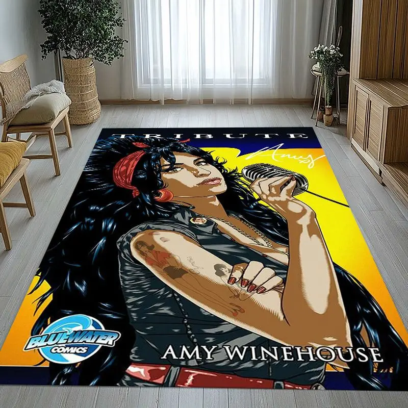 Fashion Amy Winehouse Music Singer Area Rug,Non-Slip Carpet Mat for Living Room Bedroom Playroom,Sofa Floor Rug,Home Decor Gift