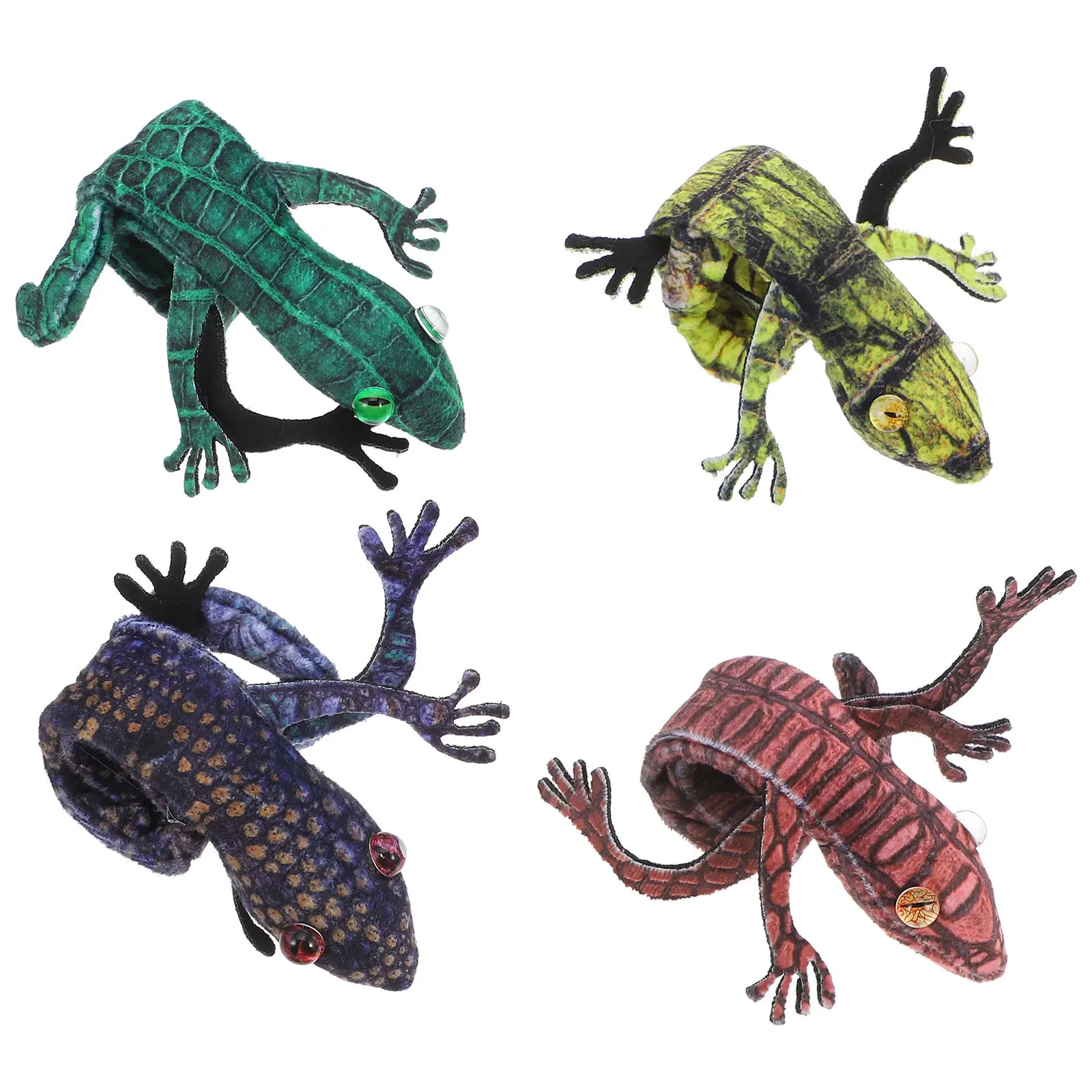 4 Uds. Pulseras de bofetada de animales pulsera a presión de lagarto para niños recuerdos de fiesta temática de reptiles bandas de bofetada de poliéster de acero juego de regalo
