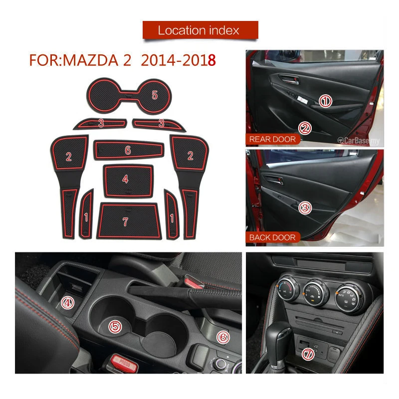 Non-slip Car Slot Mat for Mazda 2 Mazda2 DJ DL Demio 2014 2015 2016 2017 2018 Anti-slip Rubber Mats Door Groove Auto Accessories