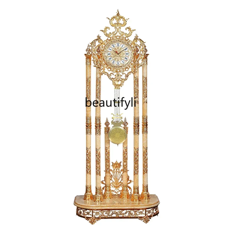 

European Floor Clock Topaz Standing Clock Luxury Villa Household Crystal Floor Clock
