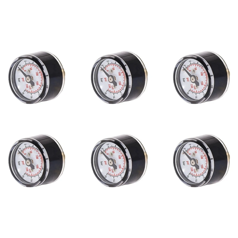 6X Scuba Diving PCP Air Mini Micro-Pressure Gauge Manometer Manometer 16Bar,1/8 NPT Thread