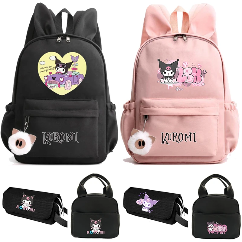 Anime Sanrio Kuromi Backpack for Girl Boy Teen Student Children Rucksack Women Casual School Bag Kid Birthday Gift Toy Mochilas