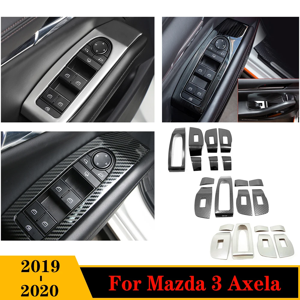 

LHD For Mazda 3 Axela 2020 2019 Car Accessories Stainless steel Door Window glass Lift Control Switch Panel Cover Trim