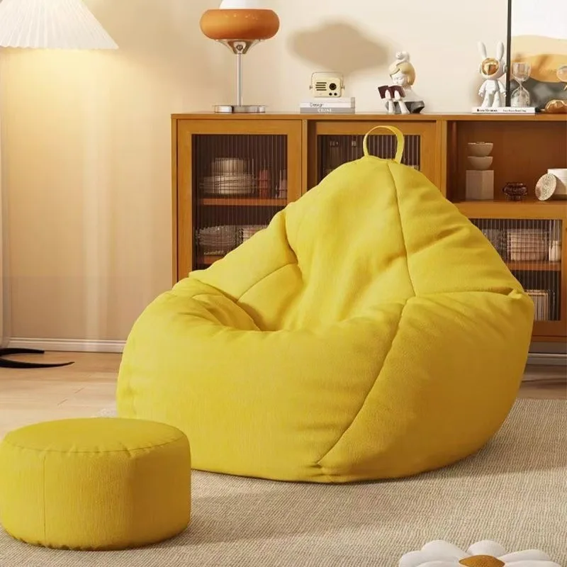 Lazy Sofas Chairs with Pedal Pillow Floor Linen Cloth Lounger Seat Bean Bag Pouf Puff Couch Leisure Tatami Living Room Household
